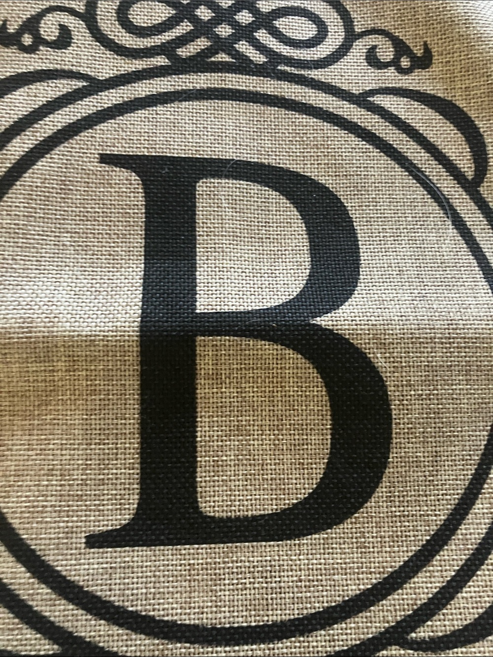Monogram B Tab-Top Burlap Accent Flag in Brown - Picture 3 of 3